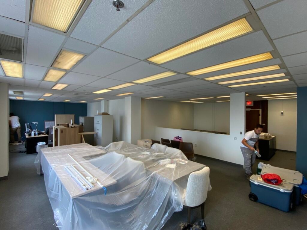Interior repaint in an occupied office